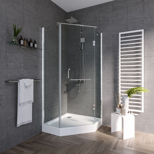 Душевой уголок Grossman Classic GR-8090 90х90 стекло прозрачное профиль белый - фото 3